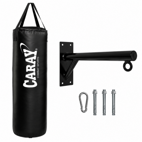 Kit saco de boxeo Caray BOX 001 04 con soporte metálico BAS 052 01 en fondo blanco