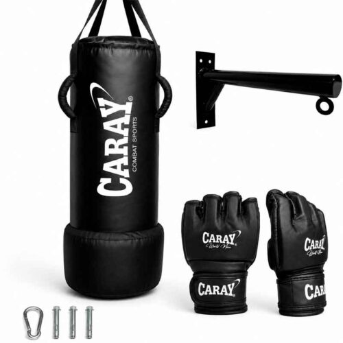 Kit saco de boxeo MMA con agarre Caray con guante MMA Pro I y base metálica